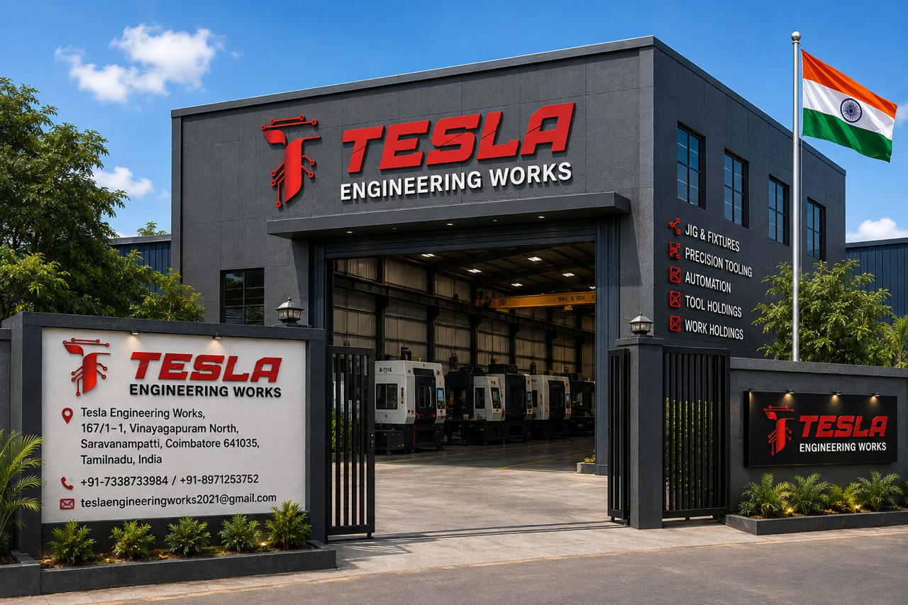Tesla Engineering Works factory entrance in Coimbatore